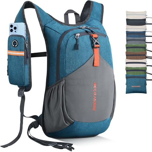 BECOJADDE 18L Wanderrucksack Herren Kleiner Rucksack Damen Leichter Daypack Tagesrucksack Faltbarer Trekkingrucksack für Camping Outdoor Wandern Travel Türkis