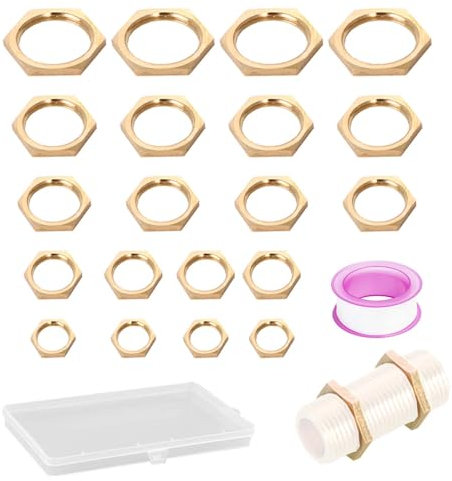 20PCS Écrou Hexagonal en Laiton, FORMVERSITY Contre Écrou Avec Six Pans 3/4 Pouce 1/2 3/8 1/4 1/8 Pouce, Hexagonal Laiton Femelle Écrous Blocage pour Éviers, Robinets, Tuyaux