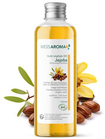 Huile Végétale BIO de Jojoba 100ML - Nourrit la peau et les cheveux - Sans Conservateur - Certifiée COSMOS - Pratiques agricoles durables - Entreprise Française