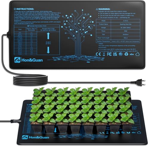 Hon&Guan Hohe Leistung 55W Heizmatte 25x53CM, Wärmematte Effiziente Warmhalten für Haustiere Reptilien Wärmer Bett Matte, IP67, 1 Mat, G-H3-S