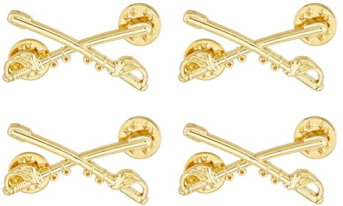 SUPERFINDINGS 2 paia di grandi spille da cavalleria dorate a forma di U. S. Pin di Cavalleria dell'Esercito Spille Uniforme Militari in Lega Piccole Forcine per Cappello Zaino Camicie