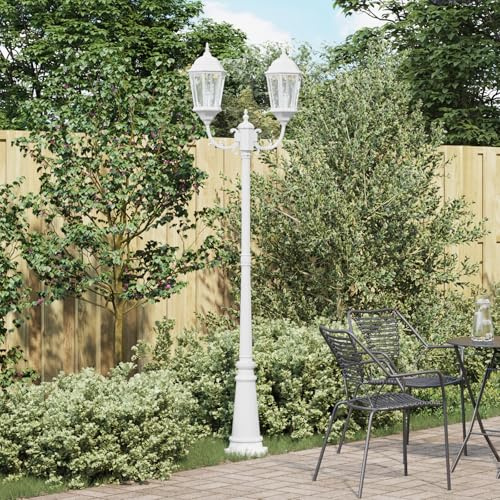 Générique Poteau de lumière de Jardin 2 Lampes E27 Blanc 235 cm Aluminium,Éclairage extérieur,8.66KG-42000337