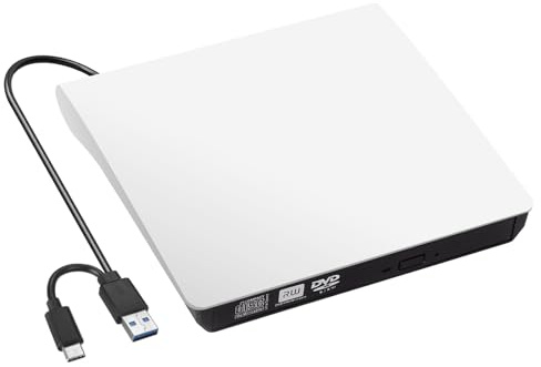 PORFOYO Unidad de DVD externa, USB 3.0, USB C, unidad de CD externa, CD DVD +/-RW ROM, grabadora óptica, unidad de DVD externa, para ordenador portátil, PC, MacBook, compatible con Windows/MacOS/Linux