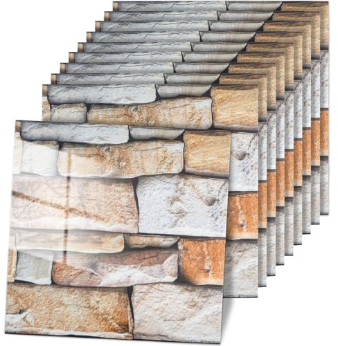 LHNNDM 10PCS Brick Wallpaper, 30x30cm Faux Foam Brick Wall Panels, 3D Brick Wallpaper in White, Waterproof, Suitable for Kitchen, Bathroom, and Living Room Decoration. (Brick Pattern)