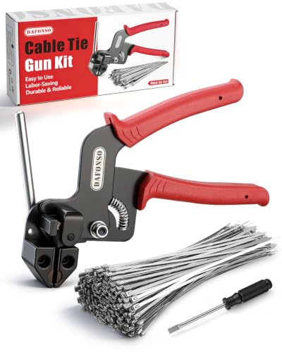 DAFONSO 112-Piece Cable Tie Gun Kit, 11.8 Inch 304 Stainless Steel Zip Ties