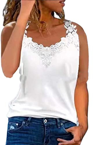 Cbebvwl Débardeur Femme Debardeur Blanc Haut Chic Et Elegant Top Dentelle Maillot De Corps Tank Soutien Gorge Integre Sexy T-Shirt Chemisiers Débardeurs Ete Élégant Pour Noir Spaghetti