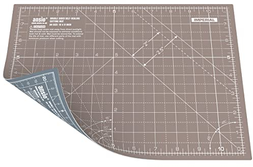 ANSIO Bastel-Schneidematte, selbstheilend, A4, doppelseitig, 5 Schichten – Quilten, Nähen, Sammelalben, Stoff- und Papierarbeiten – imperial/metrisch 11 Zoll x 8 Zoll / 29 cm x 21 cm – BRAUN/GRAU