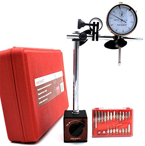 KHCRAFT Professional Dial Indicator Magnetic Base: Dial Indicator 0-1x0.001 Steel Hardened, Magnetic Base 130lb Fine Adjusted, Indicator Points Set 22-Piece in Blow Mould Case