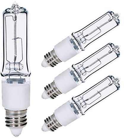 Comyan JDE11 75W Halogen Bulb, E11 Mini Candelabra Base, 1050 Lumens, Quartz Glass, 4-Pack