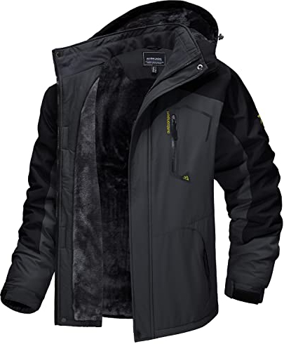 MAGCOMSEN Winterparka Herren Wasserdicht Atmungsaktiv Snowboardjacke Fleece Outdoorjacke Warm Gefüttert Skijacke Herren Softshelljacke Winddicht Trekkingjacke mit Multi Taschen 2XL
