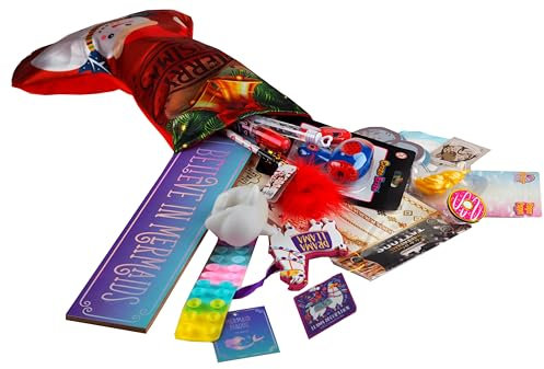 Blue Whale Gifts Girls Pre Filled Christmas Santa Stocking - With 12 Mystery Toys And Gifts