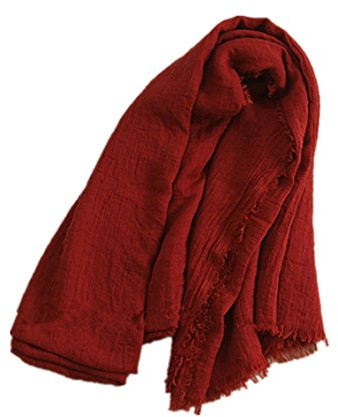 JIAHAO Foulard long en laine de coton pour filles et femmes Couleur unie, rouge rouille, taille unique