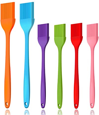6 PCS CUALORK Silicone Basting Brush, Upgrade Pastry Brush,Heat Resistant Silicone Brushes, Premium Cooking Brush for Sauce Marinade Meat Glazing, Oil Brush for BBQ Kitchen Cooking Baking and Grilling