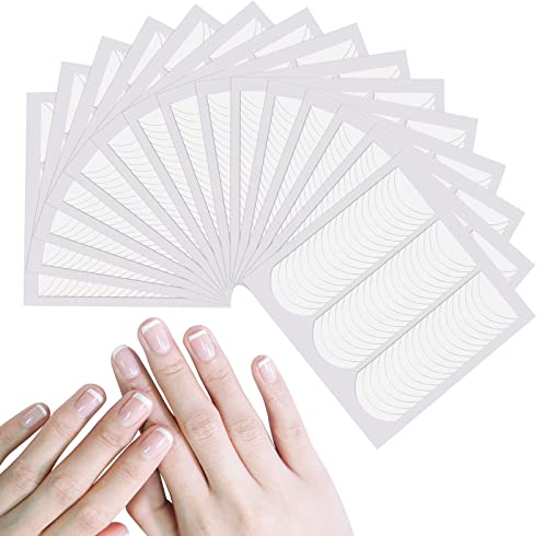 Hanyousheng 1350 Pcs Autocollants Ongles Français, Ongles Français Blanc Auto-Adhésif Conseils d'Autocollant, Smile Line Guide Stickers Nail Art Line, pour Manucure Décoration