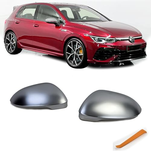 Spiegelkappen Silber Matt zum Austausch für VW Golf 8 + ID.3 mit Spur Assistent