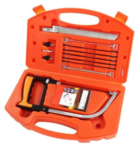 13 in 1 Multifunctional Hacksaw Tool for Metal/Wood/Plastic Cutting | Interchangeable Blades & Storage Box | Compact Design for DIY Projects & Precision Cutting (Orange)