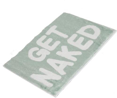 Badezimmerteppich Bunt Badematte rutschfest Waschbar Badteppich Spaßig Badvorleger Weiche Mikrofaser Duschvorleger Absorbierende Badezimmer Teppich Get Naked Badematte (Weiß und Grün, 40*60CM)