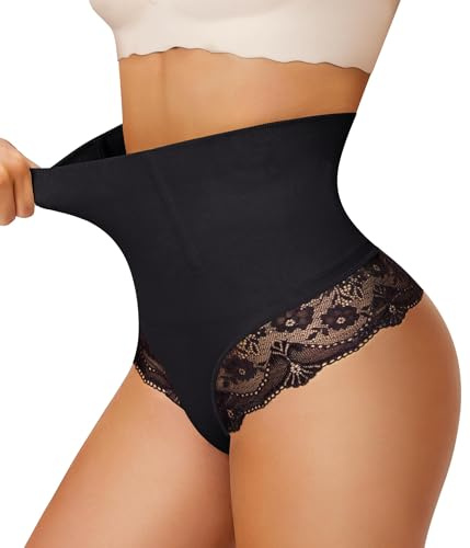 Gotoly Tummy Control Thong Shapewear for Women Seamless Tummy Control Knickers Slimming Shaping Underwear Body Shaper (Black, S)