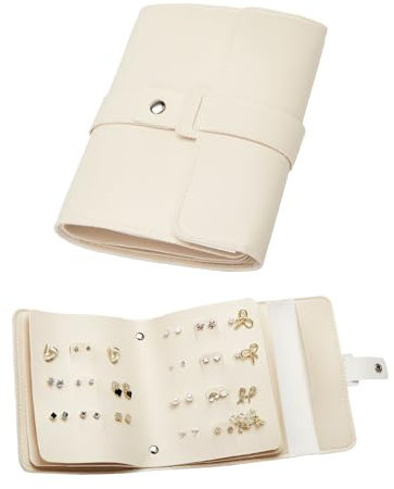 ZHIERNA Rangement pour boucles d'oreilles - Petit livre - Sacs de rangement pratiques - Rangement des boucles d'oreilles - Boîte à bijoux - Organisateur de bijoux - Étui portable en polyuréthane pour