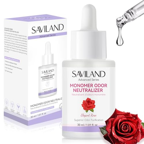 SAVILAND Gouttes de Monomère Acrylique : 30 ml Neutralisant Supérieur d'Odeurs pour Liquide Acrylique Ongles, avec Compte-Gouttes pour Salon de Manucure & Parfum Rose