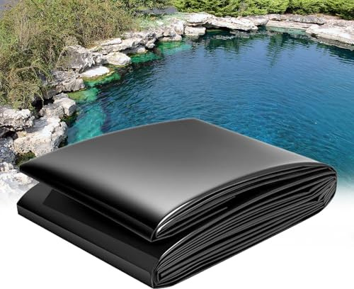 eryssgbf Revestimiento de Estanque de HDPE, Revestimiento de Caucho Negro para Estanque, 2x5m, 6x5m, 8x7m, 10x9m, para paisajismo, Cascadas y estanques pequeños