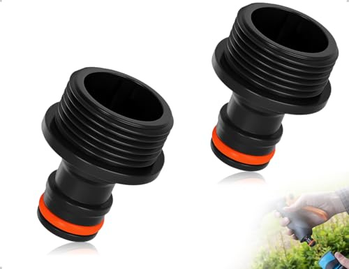 ZoeTekway Confezione da 2 Raccordi per Rubinetto,Attacco per Rubinetto con Filettatura Maschio da 3/4 di Pollice,Adattatore per Tubo Flessibile in Plastica,per Casa,Ufficio,Scuola e Giardino(Nero)