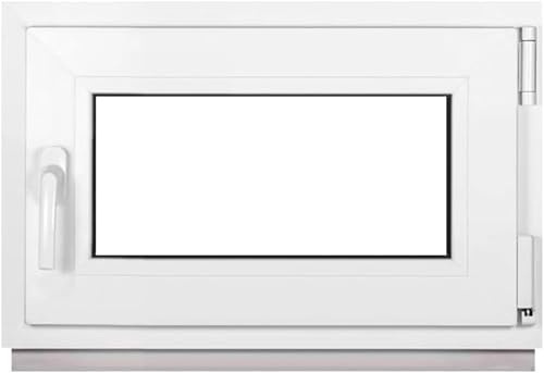 Framex källarfönster, plastfönster, vit, bredd x höjd 65 x 40 cm (650 x 400 mm) 2-vägs (32 mm) vridbar lutning DIN höger – premium – alla storlekar