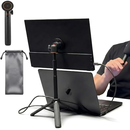 AiFeelife Resestativ för bärbar bildskärm, höjdjusterbar magnetisk staplingsställare för 15,6 '' bärbar bildskärm, vikbar metallstativmontering passar 4,7-18,5 '' bildskärmar & tabletter/smartphones