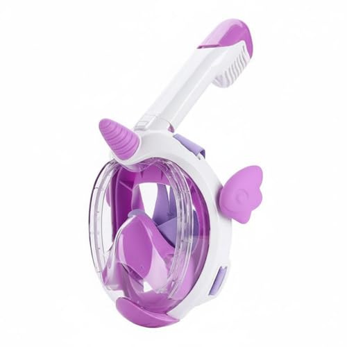 MotiveTech Lunettes de Plongée Enfant Masque Intégral Étanche pour Snorkeling Tuba Sec Tube Amovible Silicone Tendre Appui Visage Petite Taille Respiration, Purple