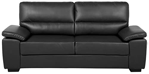 Canapé Fix 3 Places en Cuir PU Noir Haut de Gamme pour Salon au Style Moderne Beliani