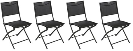 HESPERIDE - Lot de 4 Chaises de Jardin Pliantes Modula Anthracite - Acier Traité Epoxy Texaline - Dim 46 x 52 x 87 cm - Meuble d'Extérieur Pliable