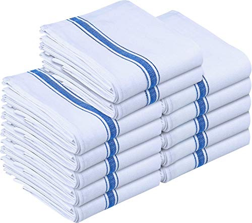 Utopia Towels - 200 GSM Blue Dish Towels (300 Pack - 38 x 64 cm) 100% Cotton Dish Cloths Absorbent Bar Cloth, Kitchen Tea Towel for Catering, Drying and Washing