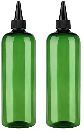 sdoot Squeeze Bottles for Hair, Applicator Bottle 16 ounce Hair Oil Applicator Bottle 2 Pack, Green PET Plastic Refillable Bottles with Twist Top Cap, Hair Dye Bottle Applicator