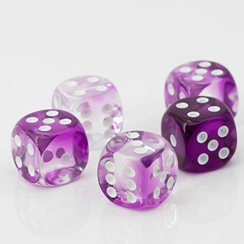 W6 Würfel kristall lila/weiß - Made in Germany! - 5Stk