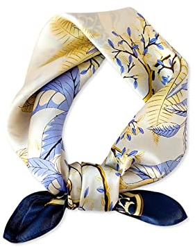 LumiSyne Sciarpe Di Seta Da Donna Stampate Artistiche Foulard Quadrato Motivo Foglia d'Acero Seta Di Raso Di Alta Qualità Fazzoletto Fascia Per Capelli Wristband Regali Accessori Senior