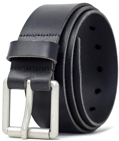 Ashford Ridge Cintura con fibbia a Rullo da 38mm in Pelle Pieno Fiore - Nero - 130cm