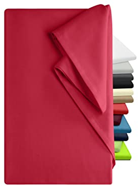 npluseins Bettlaken 150x250cm ‚ Leintuch Gummizug ‚ Tuch ist ideal Terrasse Reisen Camping und Tischtuch - Wohnmobil Laken - Betttuch Gummizug ‚ 100% Baumwolle, ca. 150 x 250 cm, weinrot
