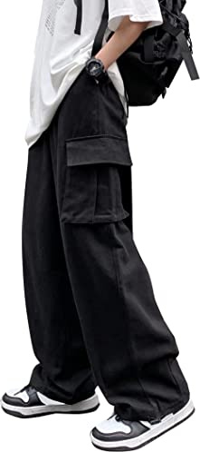 AIEOE Pantaloni Cargo da Ragazzo Y2K Vintage Baggy Jeans Gamba Larga Streetwear Hip Hop Pantaloni Casual Bootcut Dritti Jeans Denim - 155-185cm, S
