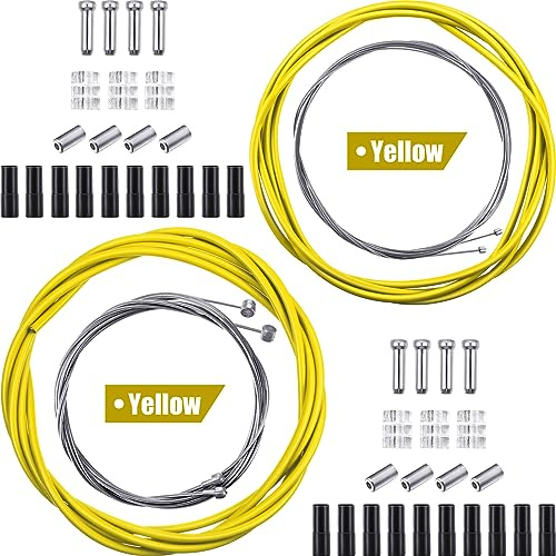 Boao Universal Bike Brake Cable Kit Bicycle Cable Housing Set, Yellow
