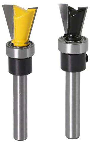 Bestgle 2 Pcs Fresa a Coda di Rondine da 1/4 Set di 2 Punte Fresa per Fresare Carburo con Cuscinetto Fresa Router per Giunti a Coda di Rondine ad Alta Resistenza