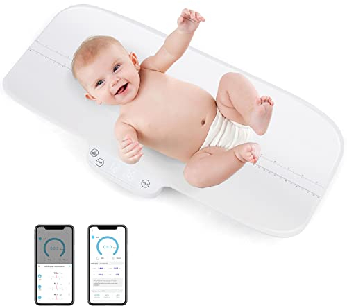 DREAMADE Babywaage Digital bis 30KG, Kinder- & Tierwaage mit LED Anzeige & 4 Gewichtseinheiten & Skala & Tarafunktion, Multifunktionale Waage für Baby & Haustier (mit Bluetooth)