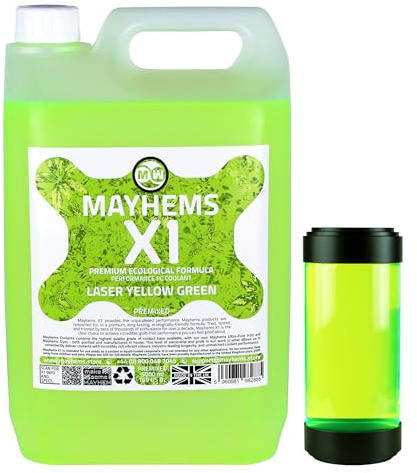 Mayhems - X1 förblandad PC kylvätska - datorvattenkylningsvätska - flytande kylning, Miljövänlig serie, UV, 5 liter, laser yellow green (gulgrön)