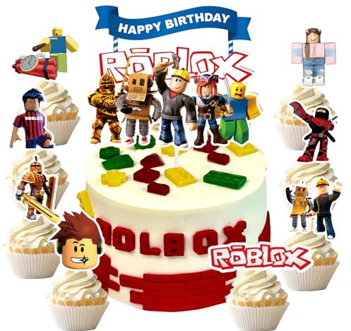LGUZAKO piezas de adornos para tartas de juego, 1 adorno grande de feliz cumpleaños, 8 pequeños para juegos de caja de arena, adornos para magdalenas, decoraciones para pasteles de feliz cumpleaños pa