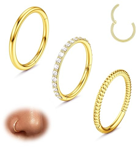 Diamday 3 st näsring kirurgiskt stål för kvinnor näsa piercing smycken