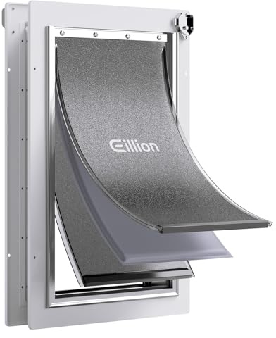 Eillion Large Dog Door for Exterior Door Dog Door for Door, Doggie Door with Aluminum Frame, 3 Flaps, Metal Closing Panel and Lock