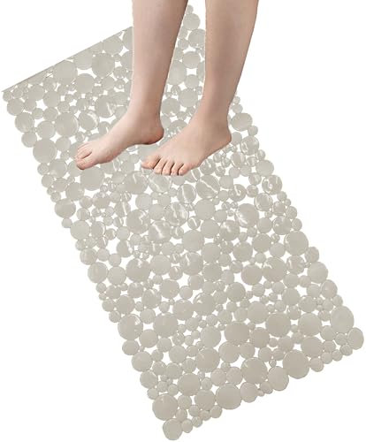 TAPPETO ART. ARIEL DOCCIA VASCA ANTISCIVOLO CON VENTOSE 100% PVC PLASTICA QUALITà COMFORT - ANTIMUFFA - SICUREZZA PER BAMBINI E ANZIANI (BEIGE, 68X35 CM)