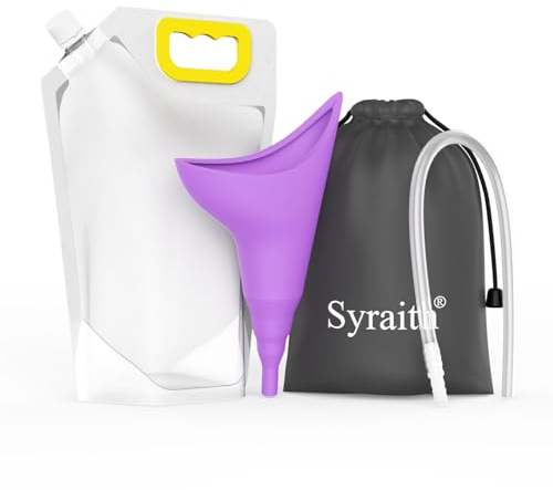 Syraith Urinella für Frauen, Wiederverwendbare Urinella Frauen, Tragbare Urinflasche Für Frauen Zum Stehen Oder Hocken, mit Anschlussrohr und 1500ml Sammeltasche, Geeignet Für Outdoor-Aktivitäten