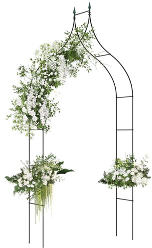 GYMAX Arco da Giardino in Metallo, Traliccio Arcuato per Piante Rampicanti, Decorazione Gotica per Matrimoni e Feste, per Esterni ed Interni, Giardino, Prato, Cortile