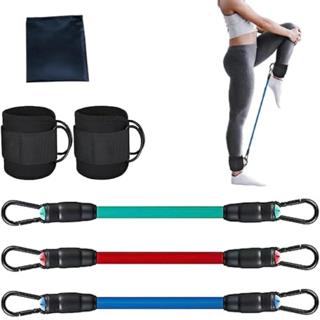 Bandas de tobillo para entrenamiento, juego de bandas de resistencia de tobillo, bandas de resistencia para piernas con correas de tobillo para hombres y mujeres, equipo de entrenamiento de glúteos
