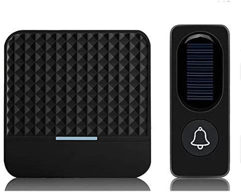 Reinscer Sonnette de porte solaire sans fil IP65 étanche 300 m - Kit de sonnette de porte - Chargement solaire - Sonnette de porte pour l'extérieur - Prise européenne